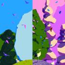 Logo rendez-vous aux jardins 2025. Un arbre et une pierre superposée