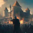 Armée de soldats attaquant le château