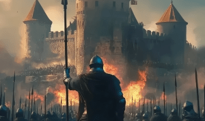 Armée de soldats attaquant le château